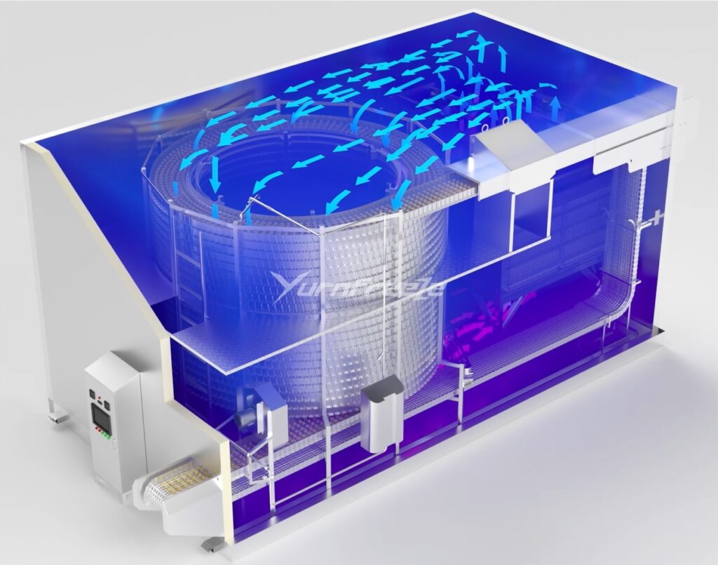 self-stacking spiral freezer air flow