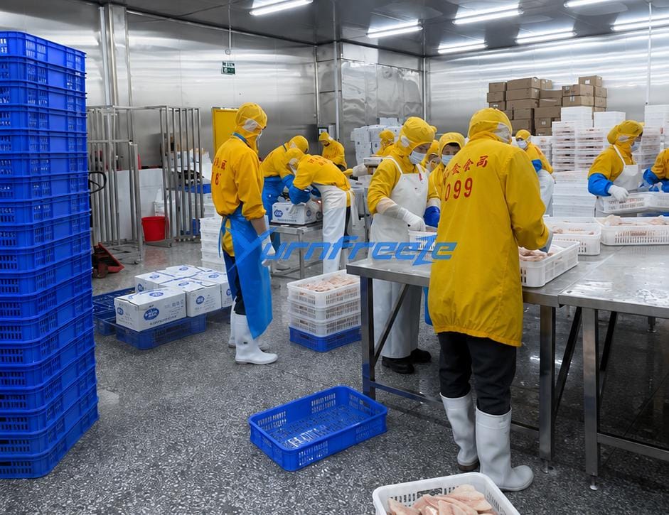 Mesh Belt Tunnel Freezer Production Line for Tilapia Fillets