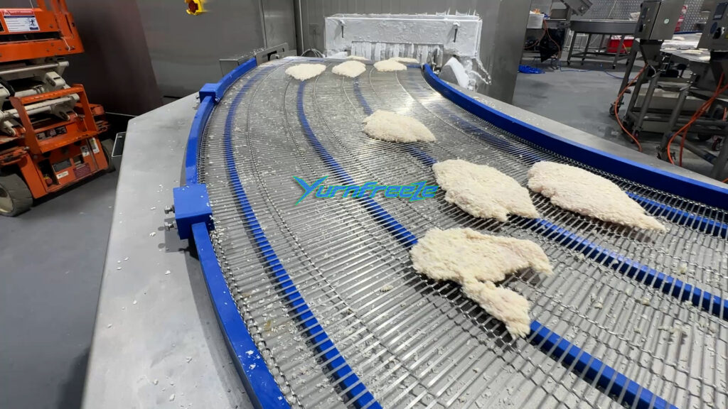 Spiral Freezer Frozen Bread Chicken Schnitzels Inlet