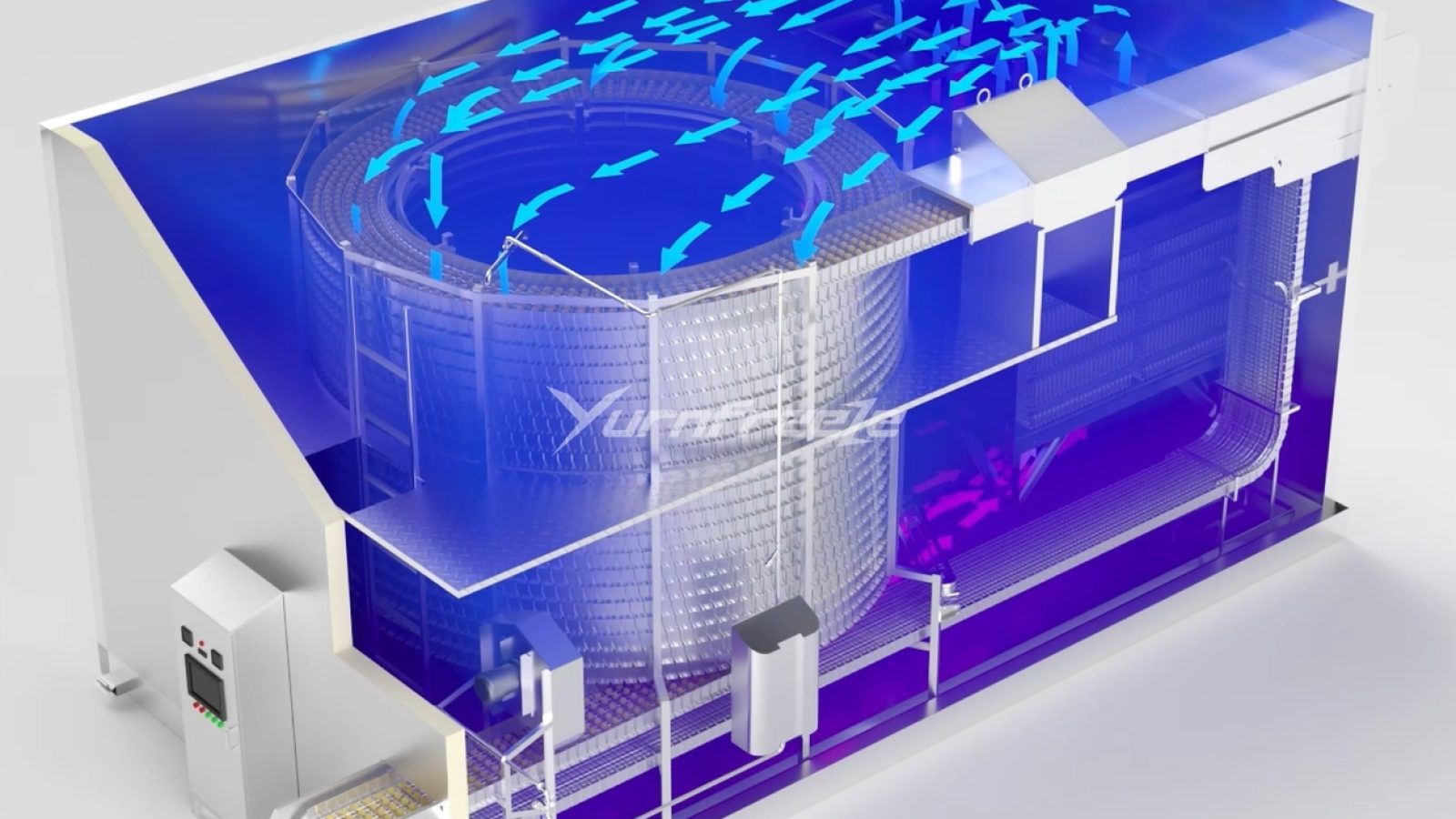 self-stacking spiral freezer air flow