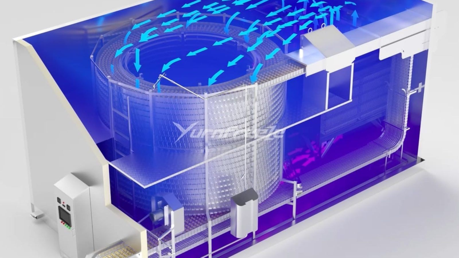 self-stacking spiral freezer air flow